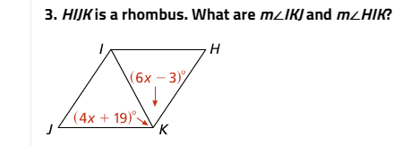 Solved HIJK is a rhombus. | Chegg.com