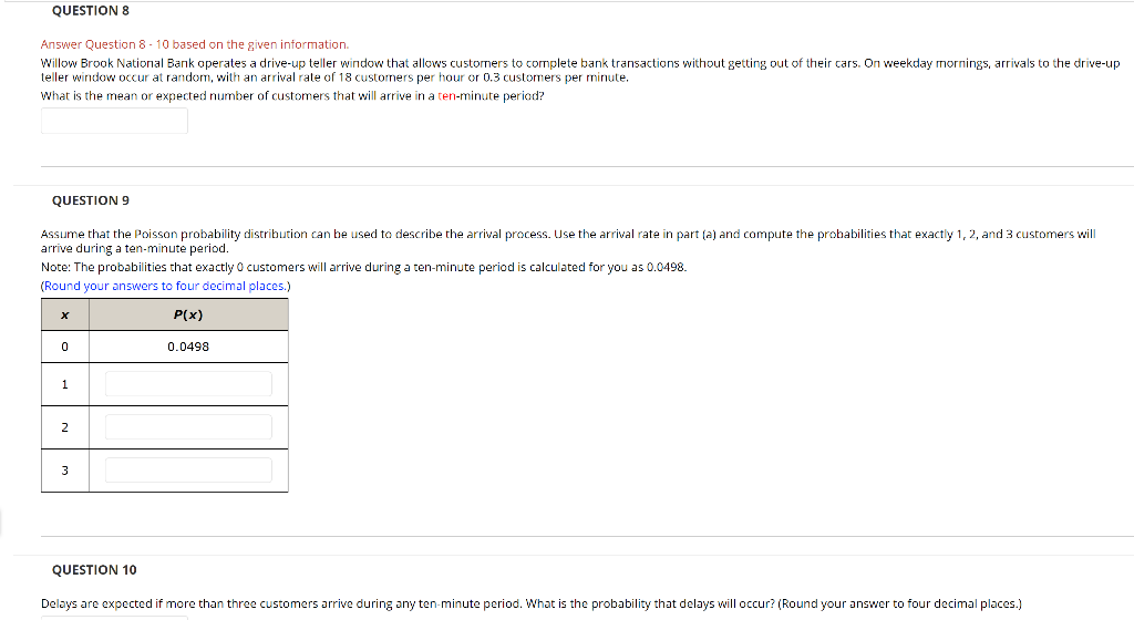 Solved QUESTIONS Answer Question 8 - 10 based on the given | Chegg.com