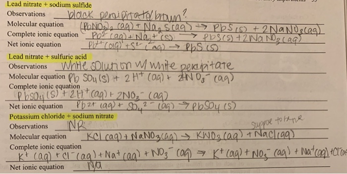 Solved Lead Nitrate Sodium Sulfide Plaok Peniitata Brun Chegg Com