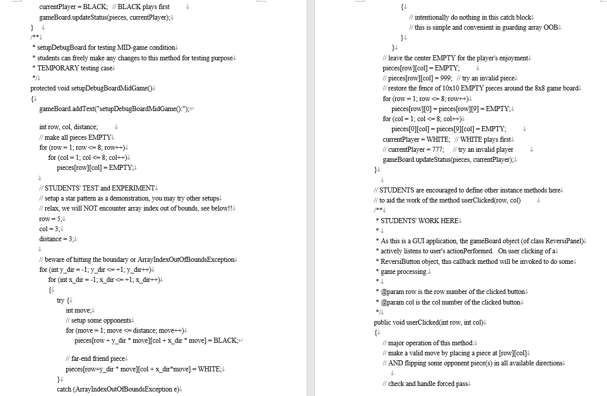 I need to create a reversi game program with java. | Chegg.com