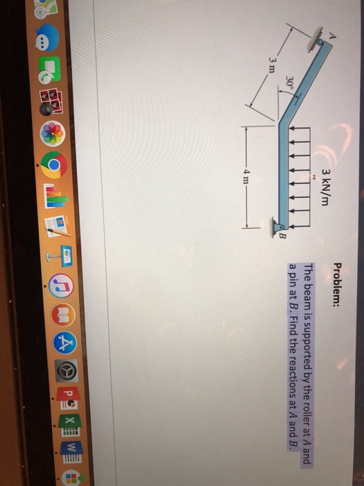 Solved Problem: 3 kN/m The beam is supported by the roller | Chegg.com