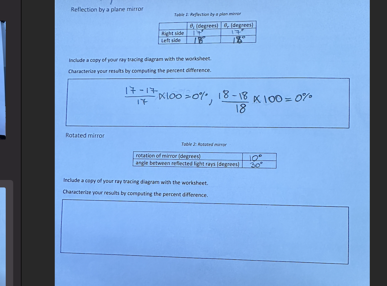 solved-reflection-by-a-plane-mirror-table-1-reflection-by-a-chegg