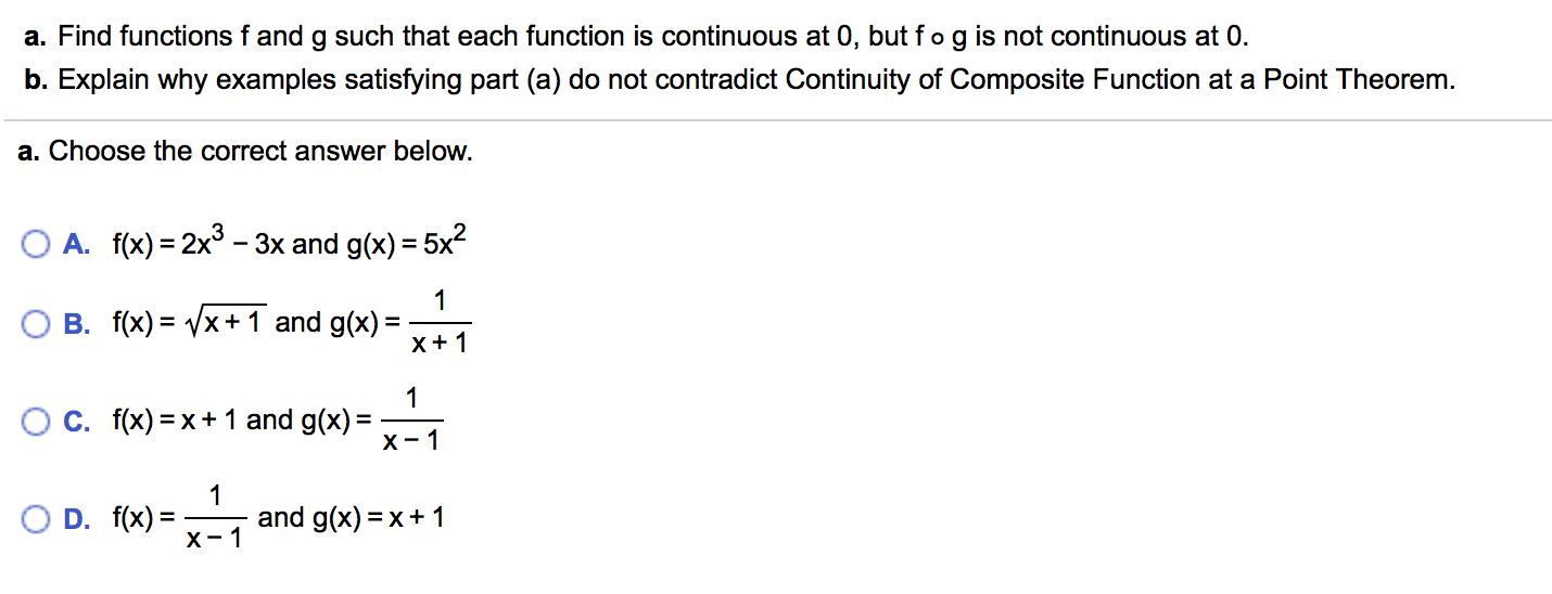 Give An Example Of Functions F And G Both Continuous Chegg Com