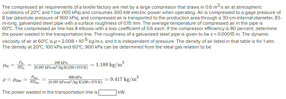 Solved The compressed air requirements of a textile factory | Chegg.com