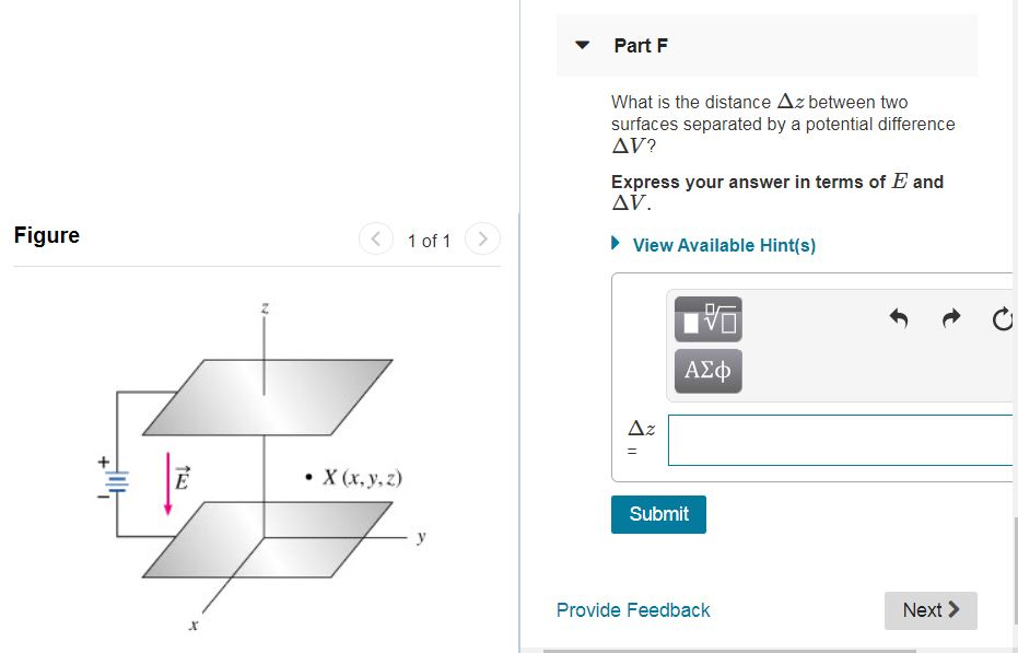 Solved Part F What is the distance Az between two surfaces | Chegg.com