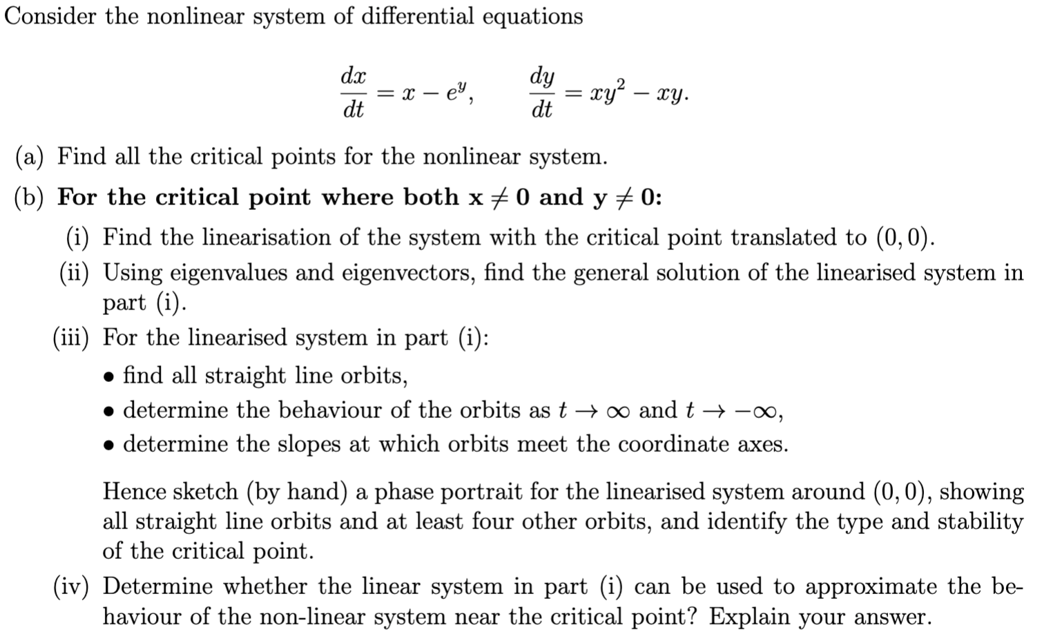 Solved Consider the nonlinear system of differential | Chegg.com