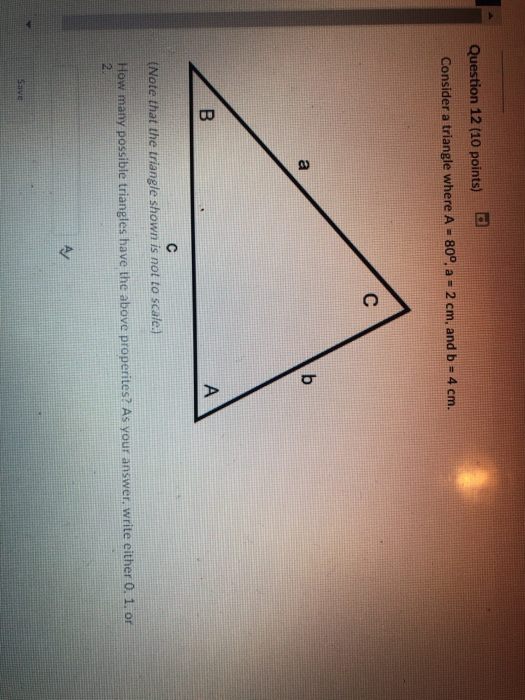 Solved Question 12 (10 points) Consider a triangle where A | Chegg.com