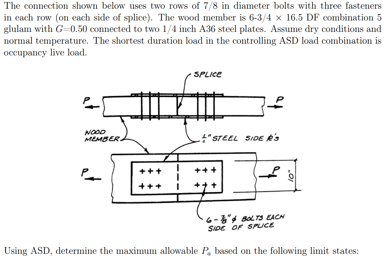 Solved The connection shown below uses two rows of 7/8 in | Chegg.com