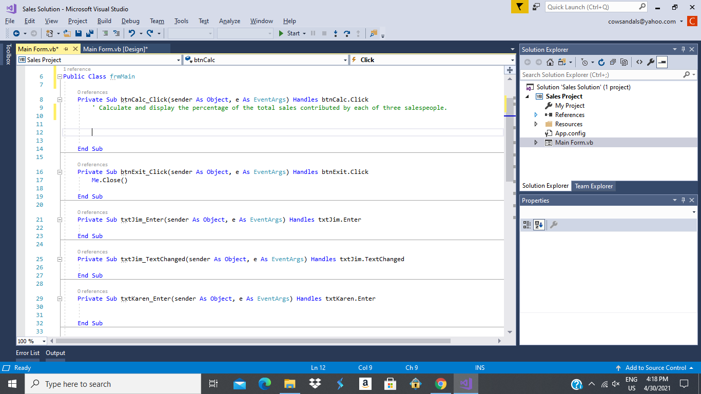 Solved Visual Studio 2017 1. Enter the three Option | Chegg.com