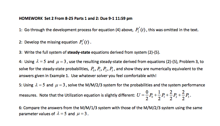 Solved HOMEWORK Set 2 From 8-25 Parts 1 and 2: Due 9-1 11:59 | Chegg.com