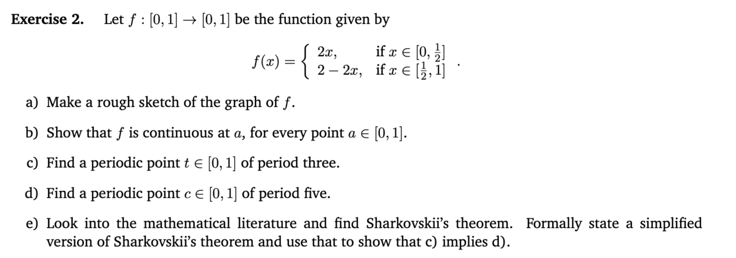 Solved Exercise 2 Let F [0 1]→[0 1] Be The Function Given