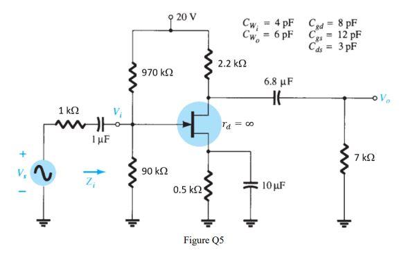 Solved QUESTION 5 A JFET amplifier shown in Figure Q5 has an | Chegg.com