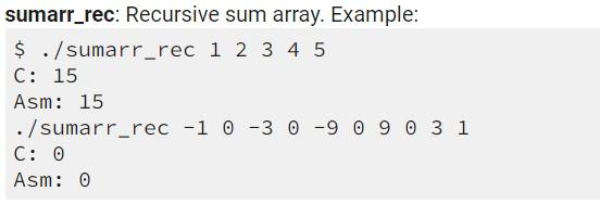 Solved sumarr_rec: Recursive sum array. Example: $. | Chegg.com