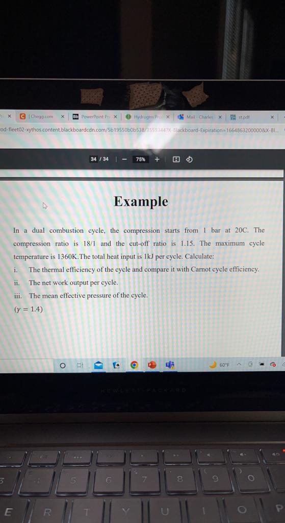 Solved In a dual combustion cycle, the compression starts | Chegg.com
