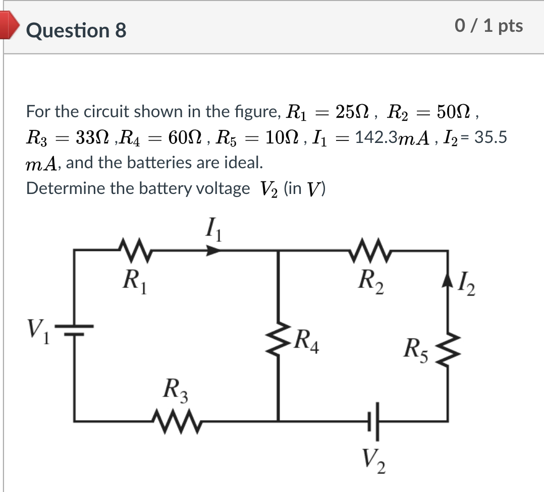 Solved Question 8 0 / 1 pts = For the circuit shown in the | Chegg.com