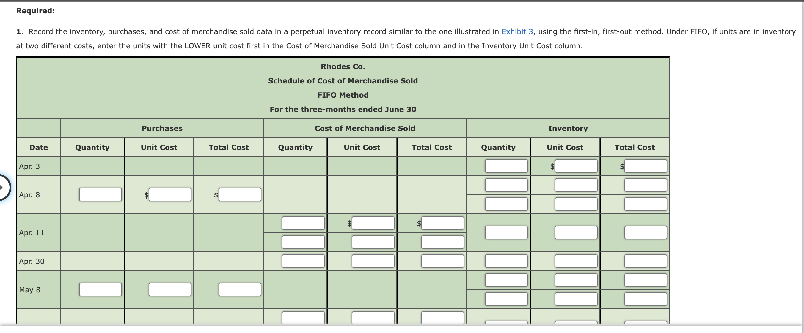 Solved FIFO Perpetual Inventory The beginning inventory of | Chegg.com