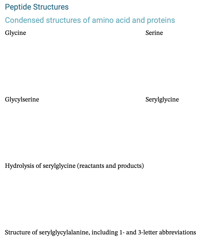 Solved Peptide Structures Condensed structures of amino acid | Chegg.com