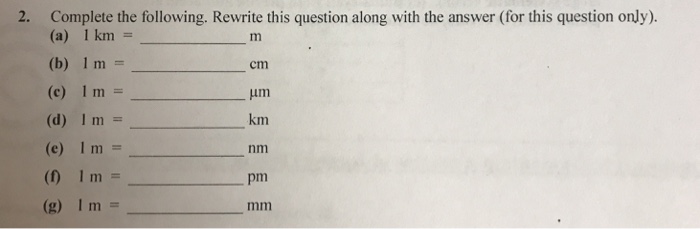 Solved Complete the following. Rewrite this question along | Chegg.com