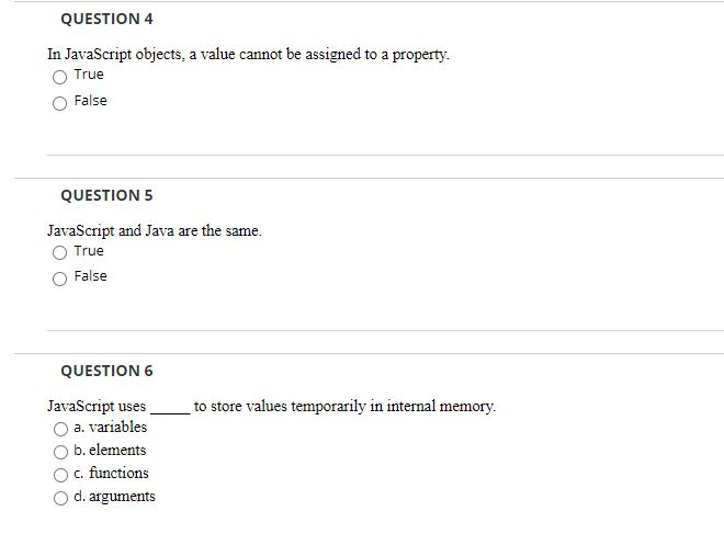 Solved QUESTION 4 In JavaScript objects, a value cannot be | Chegg.com
