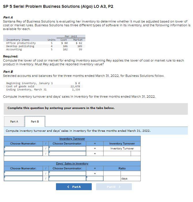 Solved SP 5 Serlal Problem Business Solutlons (Algo) LO A3, | Chegg.com