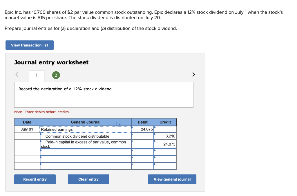 Solved Epic Inc Has 10 700 Shares Of 2 Par Value Common Chegg