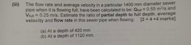 Solved Ii The Flow Rate And Average Velocity In A Chegg Com