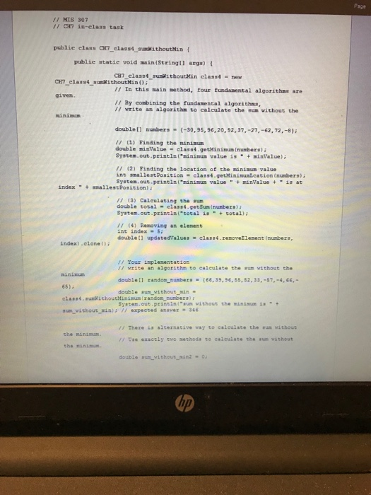 Solved Page HIS 307 / C? in-class task public class CH7 | Chegg.com