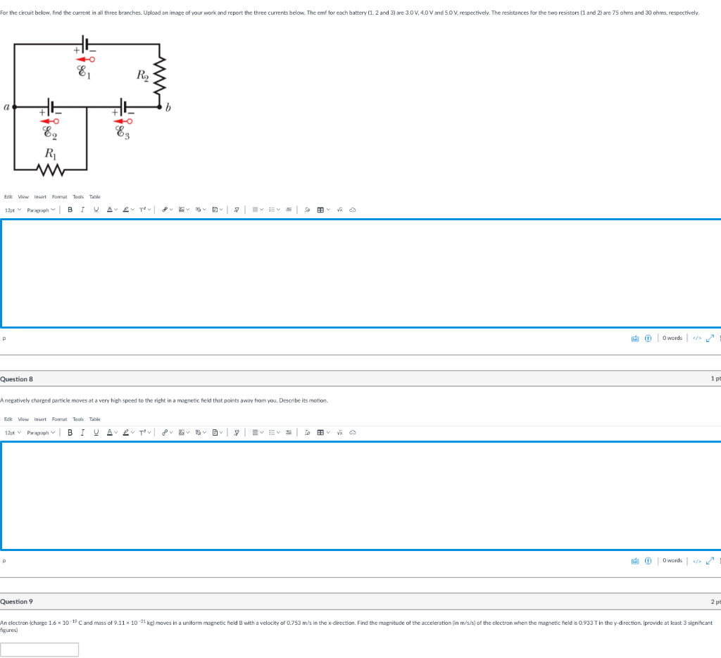Solved For the circuit below, find the current in all three | Chegg.com