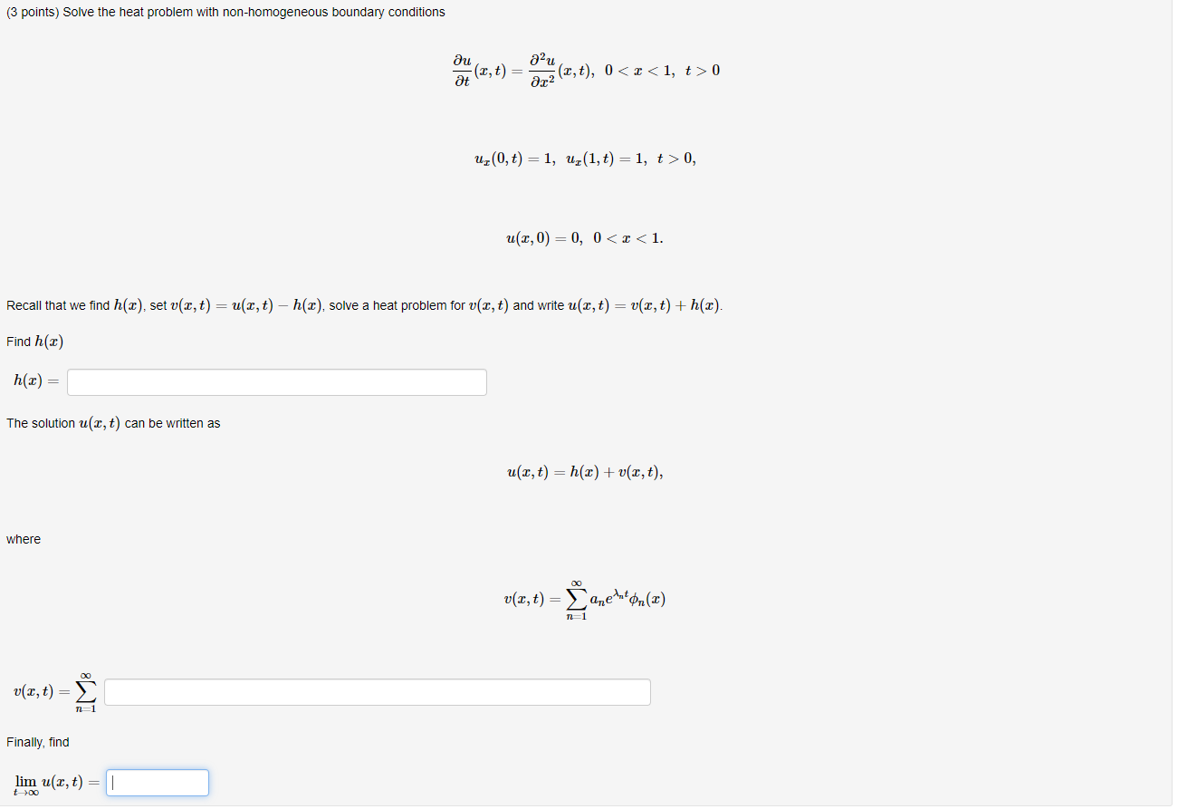 Solved (3 Points) Solve The Heat Problem With | Chegg.com