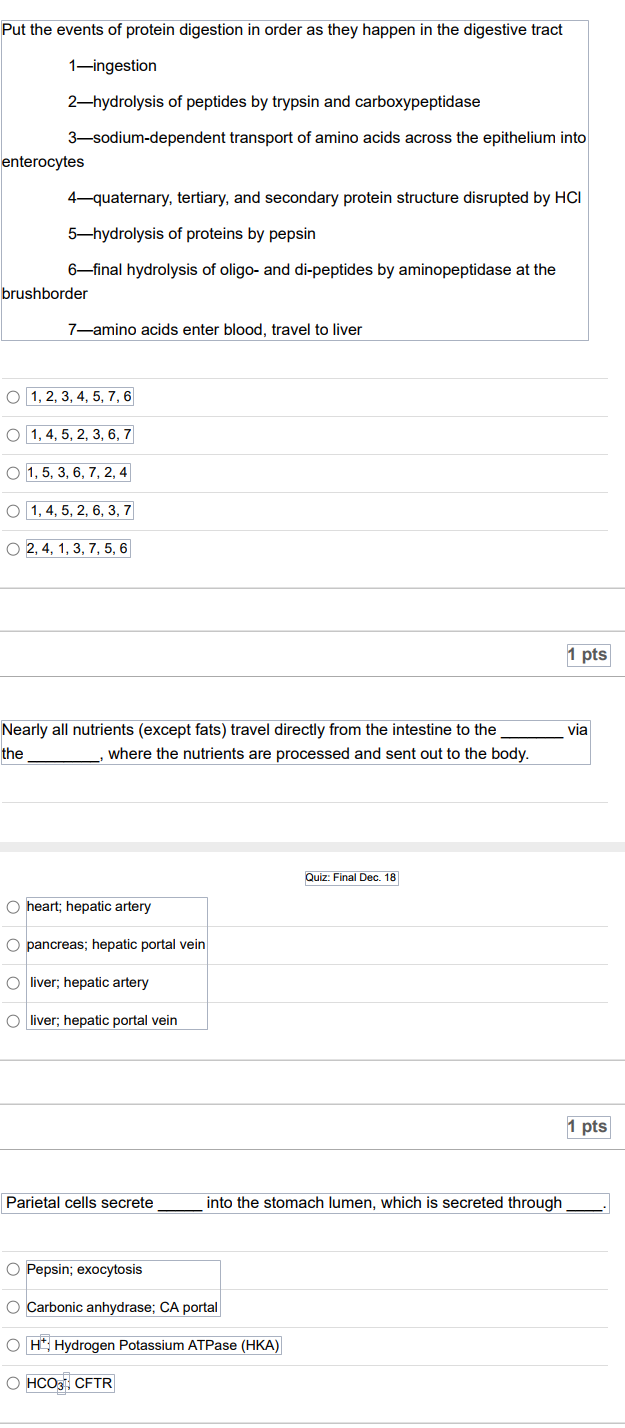 Solved Put the events of protein digestion in order as they | Chegg.com