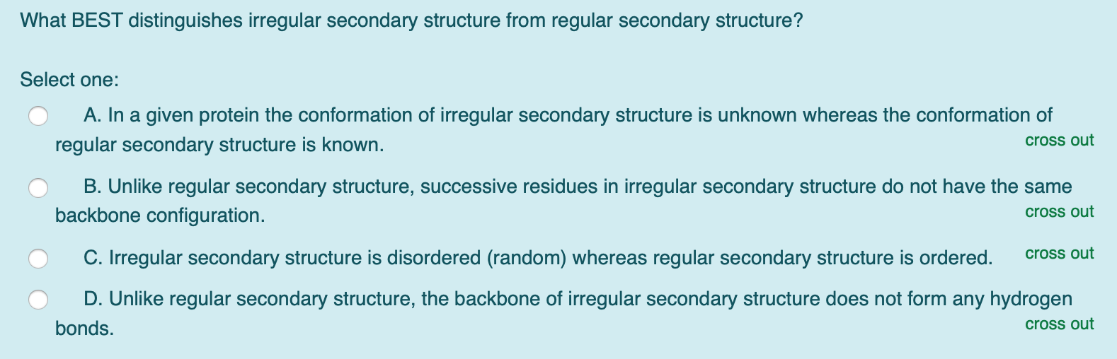 Solved What BEST distinguishes irregular secondary structure | Chegg.com