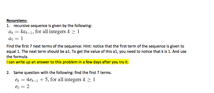 Solved Recursions: recursive sequence is given by the | Chegg.com