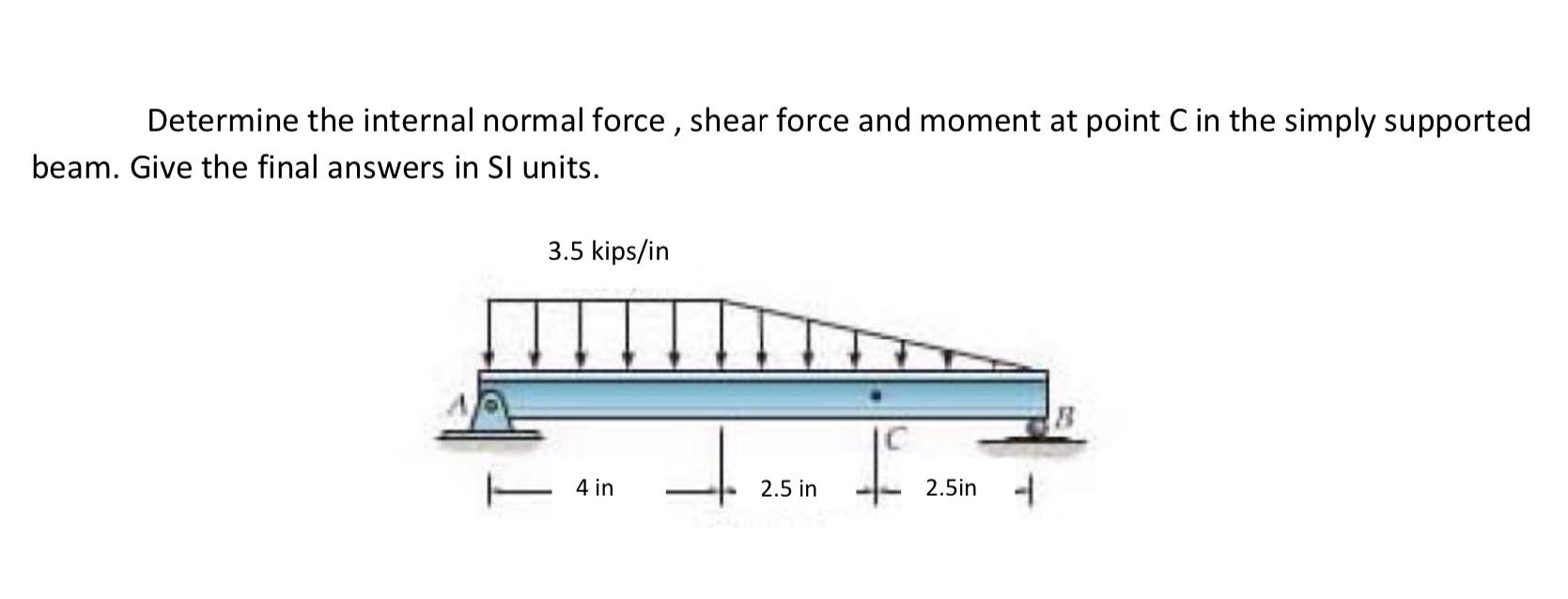 Solved Determine The Internal Normal Force , Shear Force And | Chegg.com