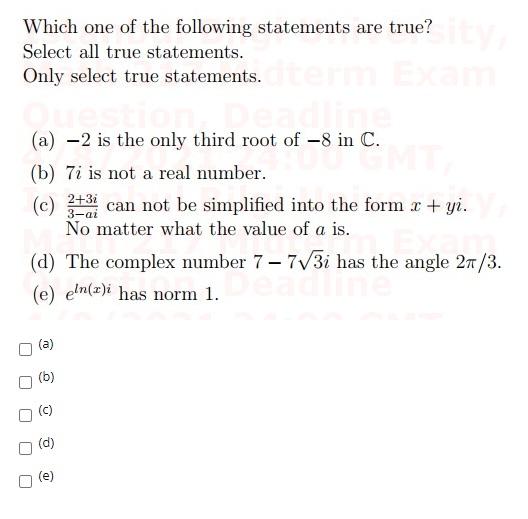 Solved Which One Of The Following Statements Are True? | Chegg.com