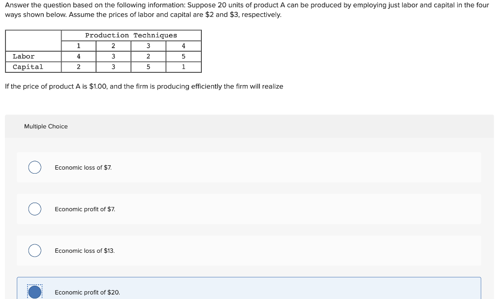 Solved Answer The Question Based On The Following Chegg Com