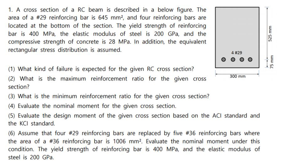 Solved 1. A cross section of a RC beam is described in a | Chegg.com