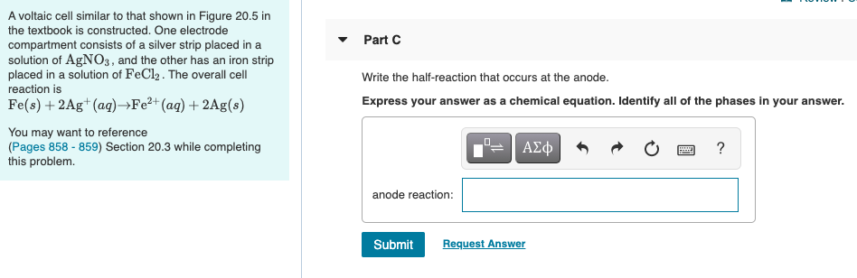 Solved Part A A voltaic cell similar to that shown in Figure | Chegg.com