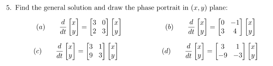 Solved 5. Find the general solution and draw the phase | Chegg.com