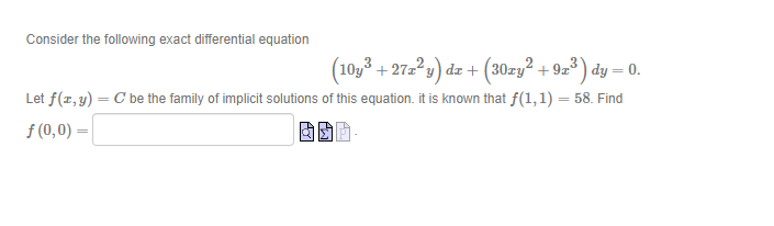 Solved Consider The Following Exact Differential Equation | Chegg.com