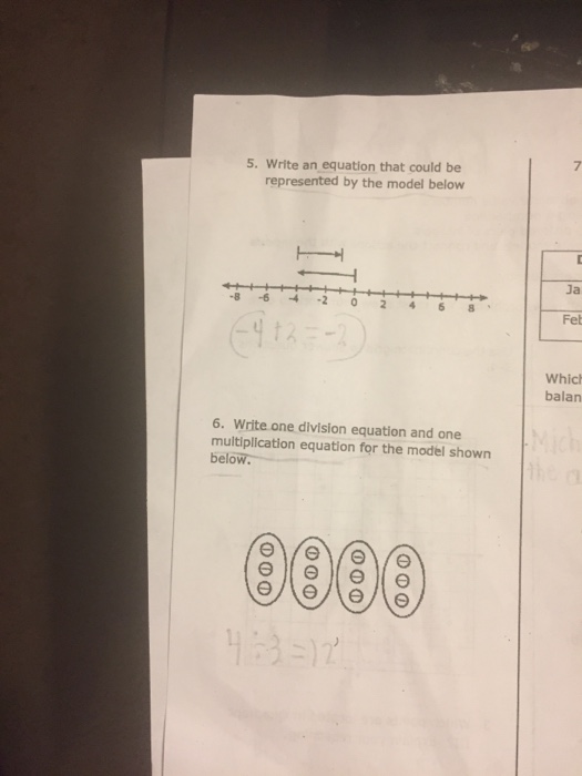 Solved 5. Write an equation that could be represented by the | Chegg.com