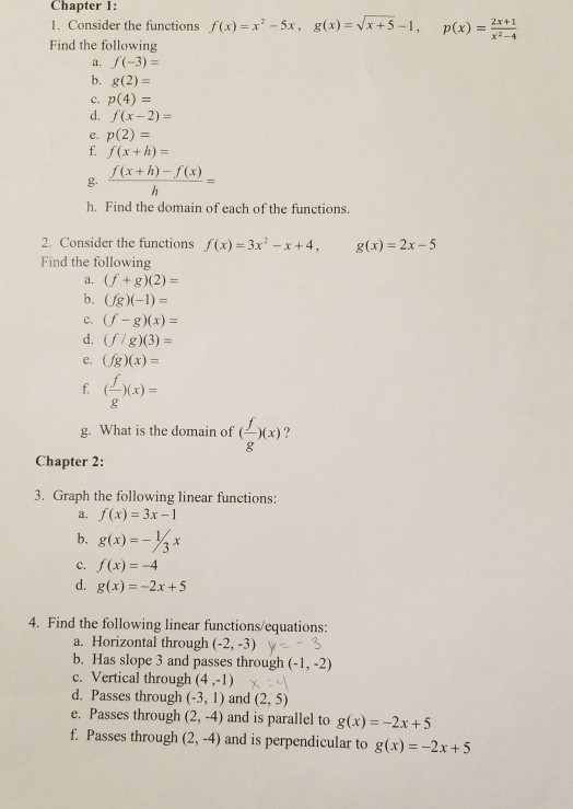 Chapter 1 1 Consider The Functions F X X 5x Chegg Com