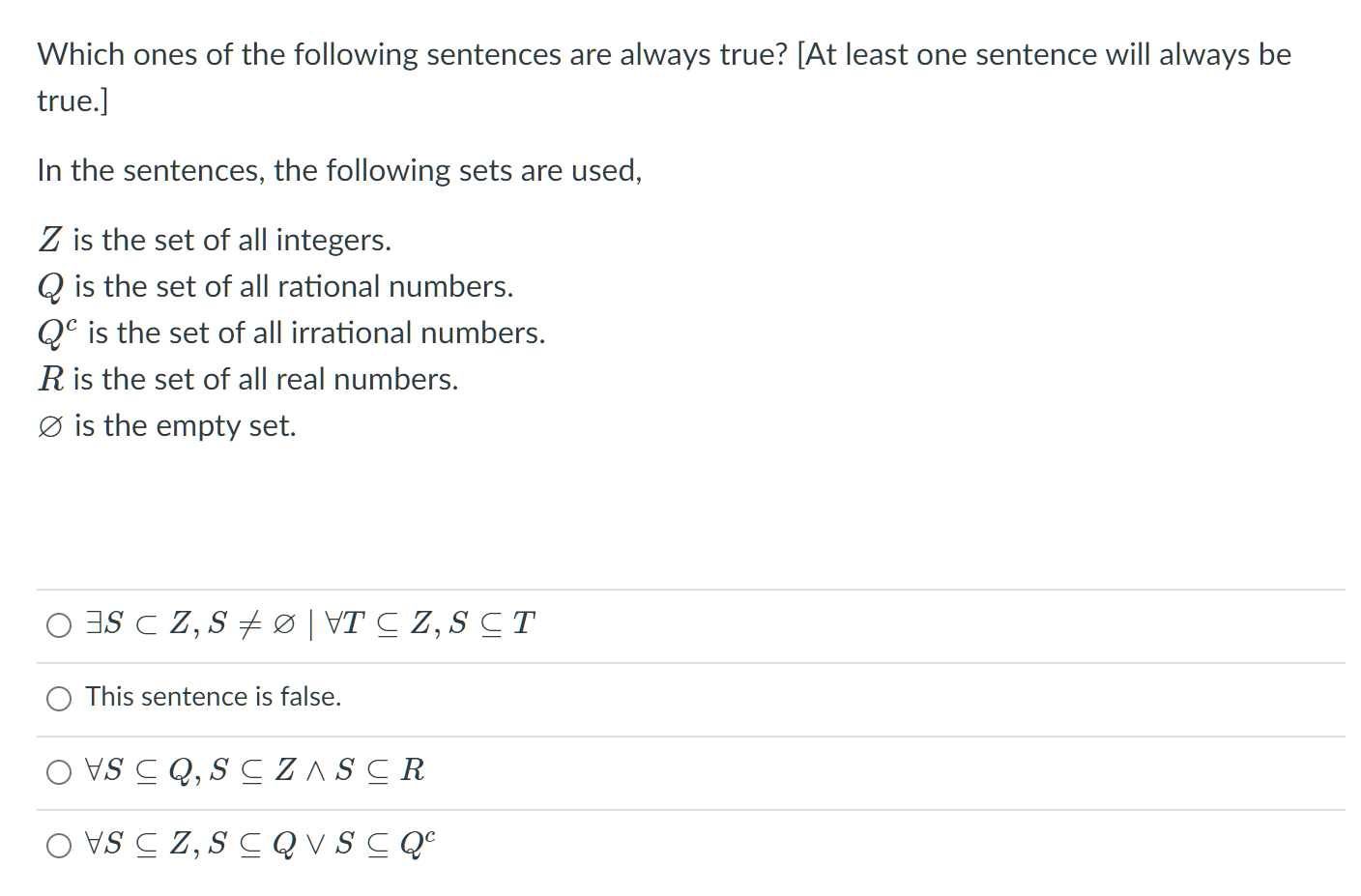 Solved Which of the following statements are set identities? | Chegg.com