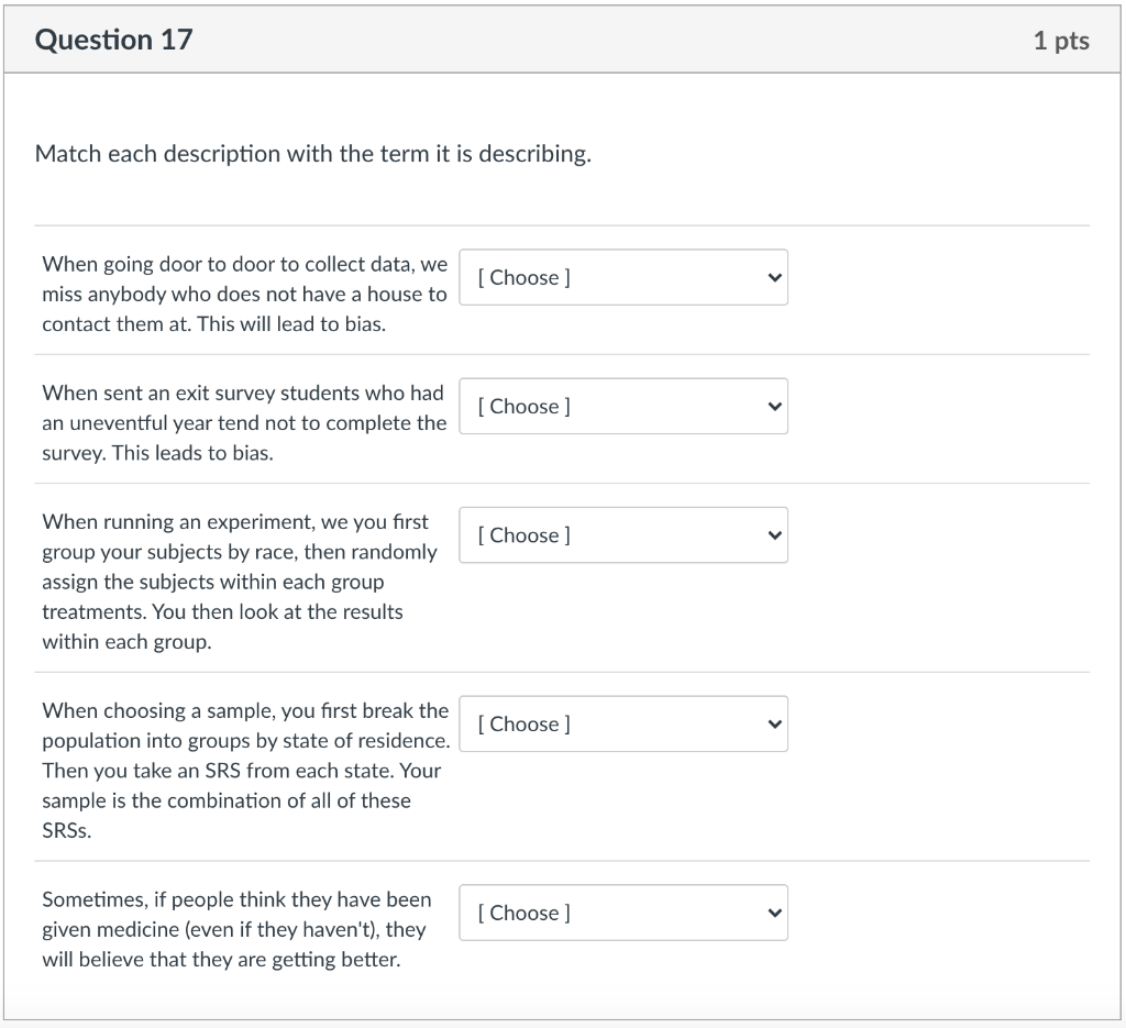 [Choose ] Undercoverage Double Blind Nonresponse | Chegg.com