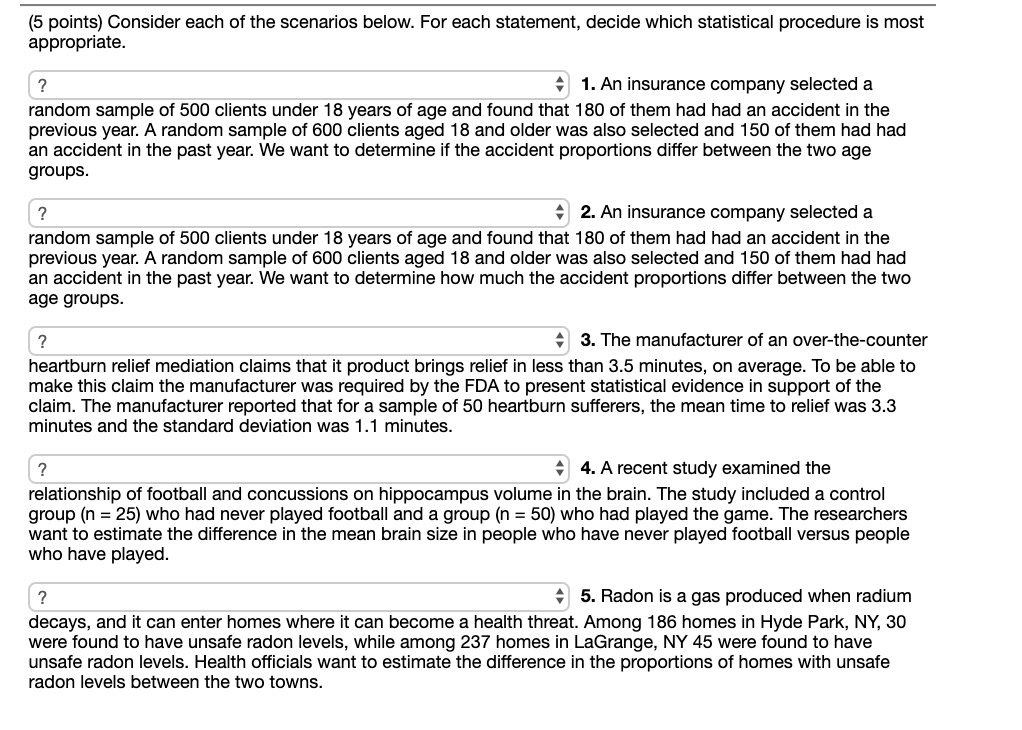 Solved (5 points) Consider each of the scenarios below. For | Chegg.com