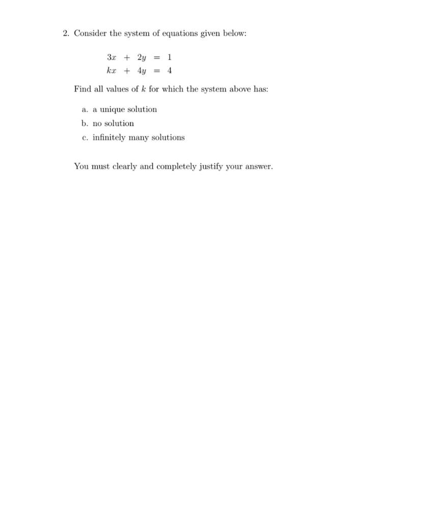 Solved 2. Consider the system of equations given below: 1 3 | Chegg.com