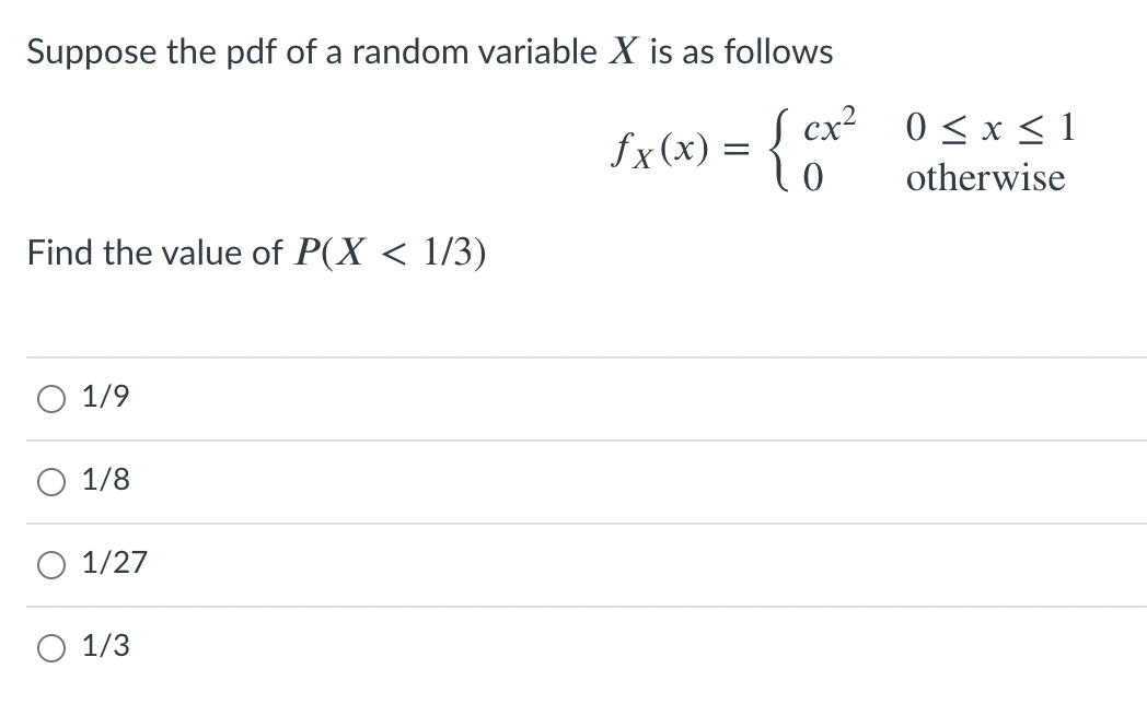 Solved Suppose the pdf of a random variable X is as follows | Chegg.com