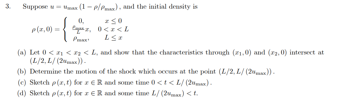 Solved For a traffic model, where velocity u is a function | Chegg.com