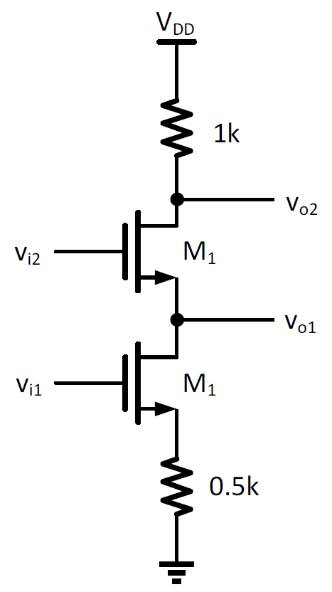 Solved Given gm=2mS for both transistors and ro→0. a) If Vi2 | Chegg.com