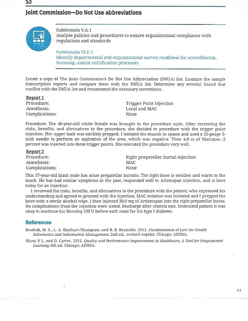 5.1 Joint CommissionDo Not Use abbreviations