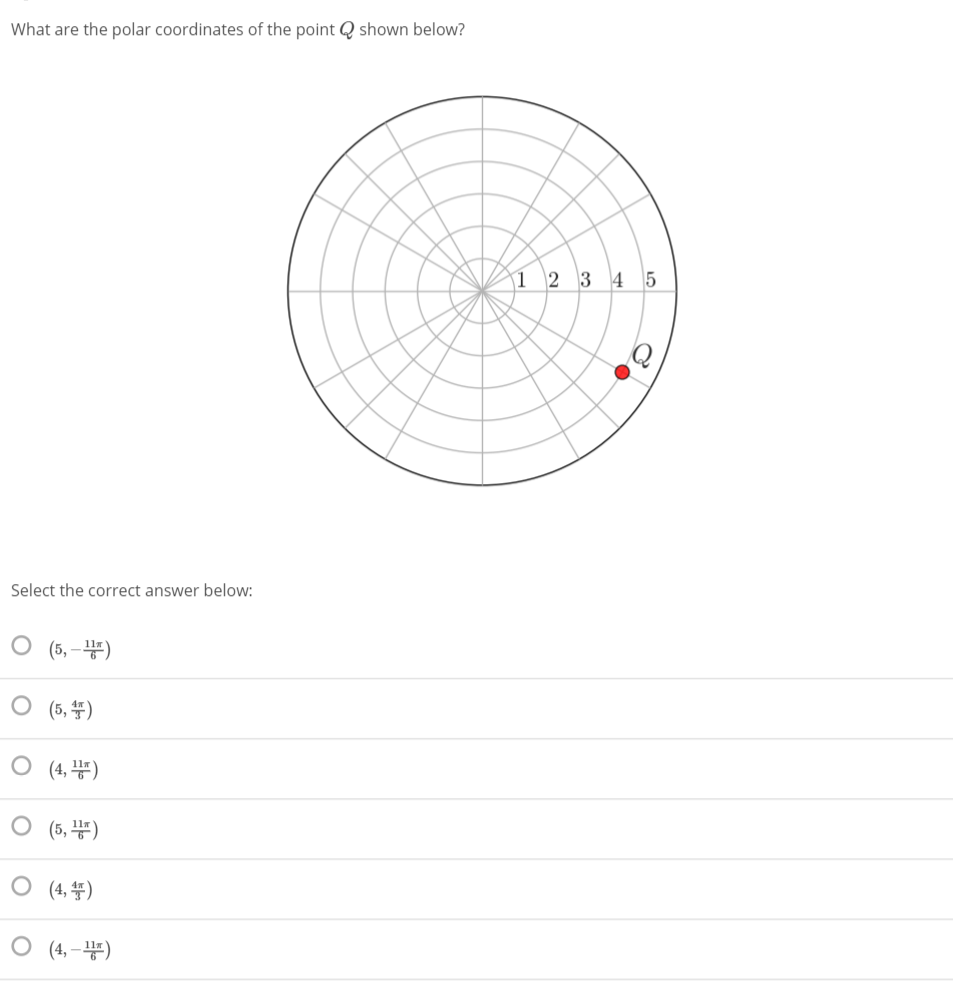 Solved What are the polar coordinates of the point Q shown